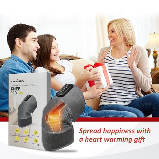 Graphene Heating Knee Pad with Vibration & Timer – USB Type-C Heated Knee Wrap with 3 Heat Levels & 2 Vibration Modes, Adjustable Strap & Breathable Mesh for Relaxing Warmth and Comfort
