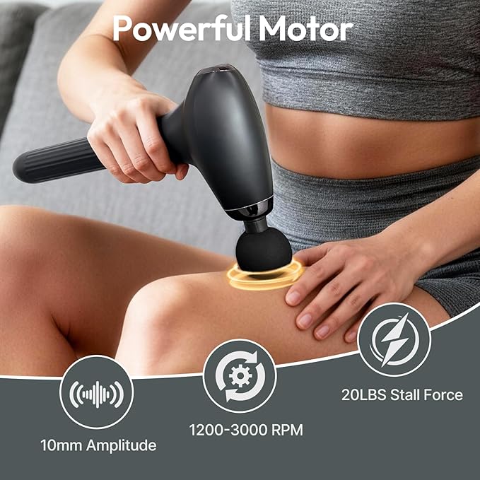 3-in-1 Detachable Percussion Massage Gun - with Upgraded Extension Handle, Back Massager for Pain Relief Deep Tissue, Muscles/Neck/Shoulders/Waist/Legs Massager with 4 Replaceable Massage Heads