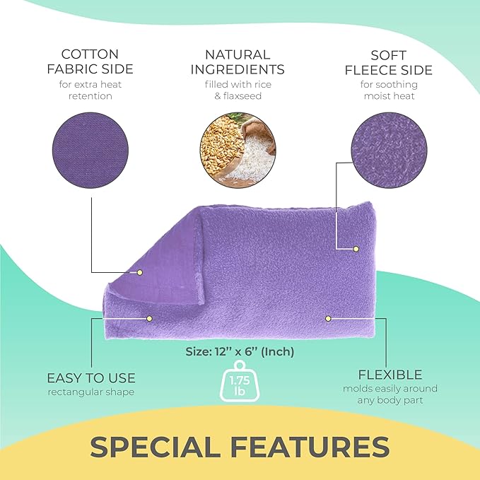 My Heating Pad for a Better Comfort - Moist Microwavable Heating Pads for Joint Pain and Sore Muscles - Microwave Hot Pack Heat Pad for Cramps - Chilled or Heated Pad Therapy Pillow - 2 Packs Purple