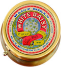 White Daisy Vintage Flower Tin Brass Pill Box