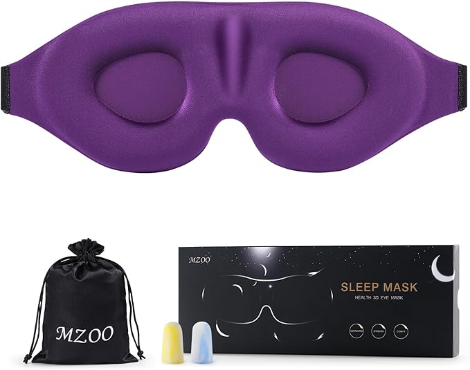 Sleep Eye Mask for Men Women 2 Pack 3D Contoured Cup Sleeping Mask & Blindfold, Concave Molded Night Sleep Mask, Block Out Light, Soft Comfort Eye Shade Cover for Travel Yoga Nap, Purple & Blue