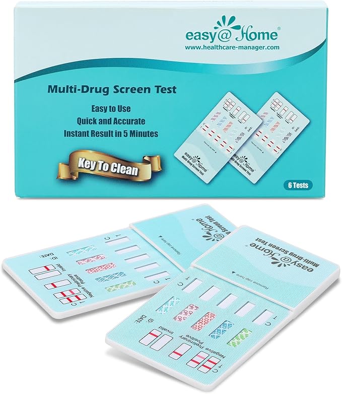 Easy@Home Multi-Drug Screen Test: Testing Amphetamine Oxazepam Cocaine Morphine Cannabinoids Home Urine Drug Testing Kits - #EDOAP-754 (6 Pack)