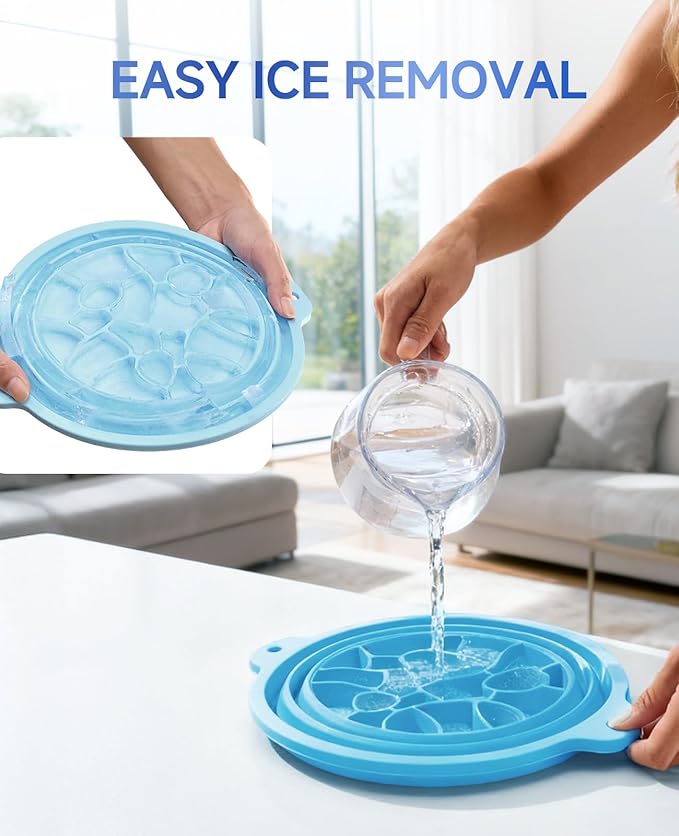 Foldable Silicone Face Ice Bath Bowl with Built-in Ice Tray, Cold Plunge Therapy for Skin Tightening, Puffiness Reduction & Acne Relief, Portable Spa Tool for Home & Travel (Blue)