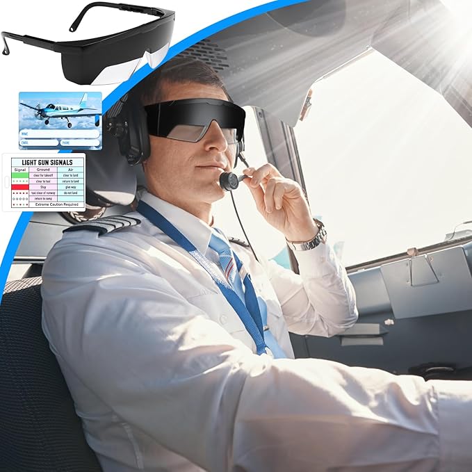 2 Set Aviation Flight Training Glasses Adjustable View Limiting Goggles Device, Tag Light Gun Signal (Black)