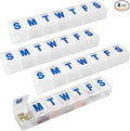 Weekly Pill Organizer - 7-Day Pill Planner Extra Large Pill Planner and Daily Pill Organizer and Medicine Reminder, Monday to Sunday Compartments - BPA Free - Travel Pill Box Case (Pack of 4)