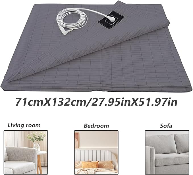 Grounding Sheet 28x52in Soft Sheet Breathable Grounding Bed Sheet with Cable Conductive Foldable Mat for Better Sleep Stress Relief, Sheet, Standard, Style 1