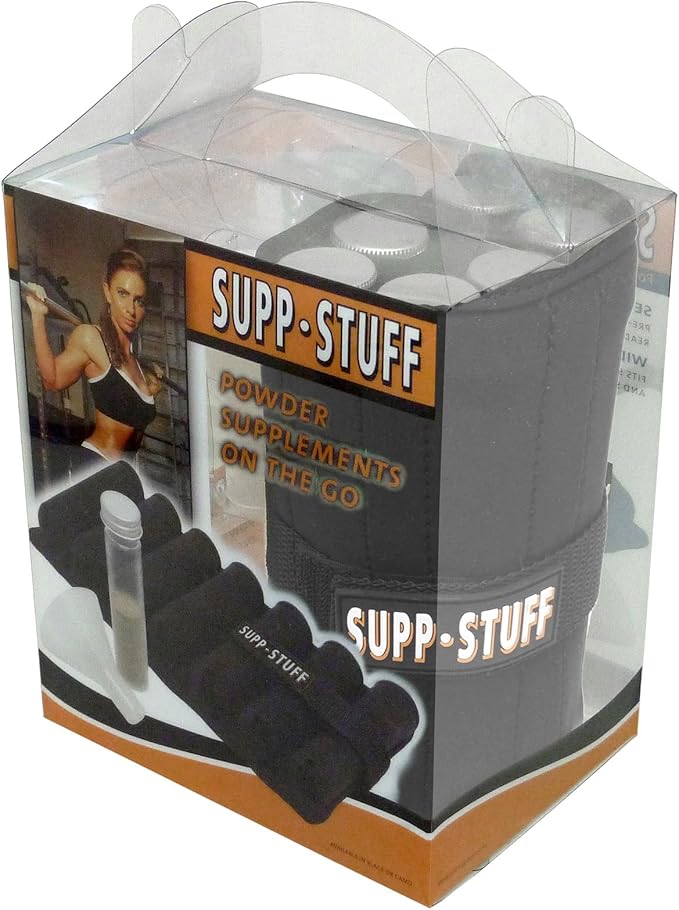 Supp Stuff Powder Supplement Organizer and Travel Case with 7 Powder Tubes and Transport Funnel Included, HSA/FSAPortable Protein Powder Supplement Container by Medcenter