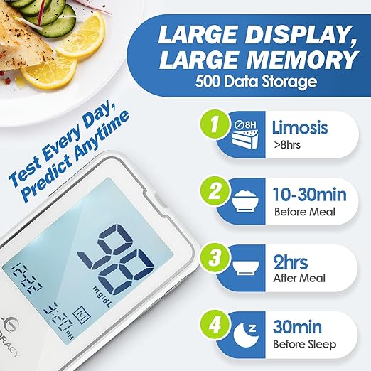 Glucoracy G-425-2 Blood Glucose Monitoring System,Blood Sugar Test Kit with Lancing Device, 50 Test Strips and 50 Lancets for Diabetes, Home Testing Kit