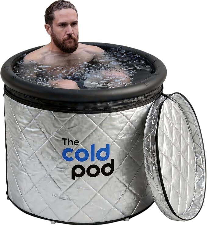 The Cold Pod Cold Plunge Tub: 85 Gal Round Tub with Full-Wrap UV-Reflective Insulation Cover Bundle for Indoor & Outdoors Use - Portable Ice Bath Tub for Athletes&Crossfitters &Wim Hof Enthusiasts