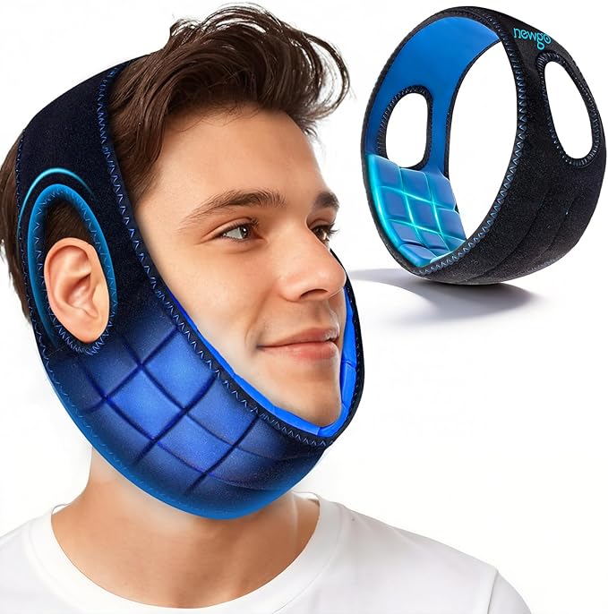 NEWGO Wisdom Teeth Pain Relief Ice Pack for Face Oral Surgery Recovery, Long Lasting Cold Face Wrap with Face Contoured Design for TMJ Relief, Tooth Extraction, Jaw Discomfort