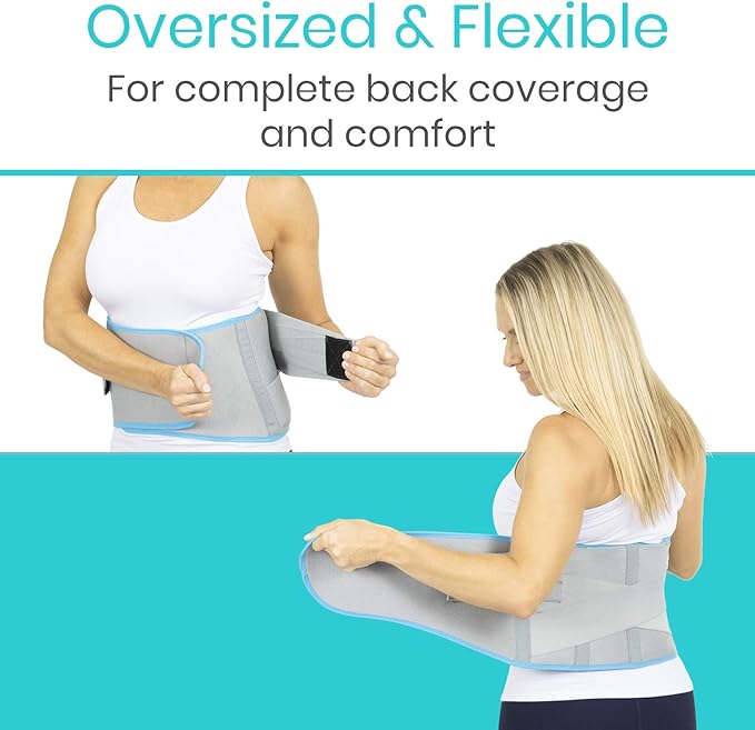Vive Wearable Ice Packs for Back Pain - Back Brace with Ice Pack - Ice Belt for Lower Body Pain - Gel Ice Pack for Sciatica Relief Men, Women - Compression Hot Cold Therapy for Injuries Reusable
