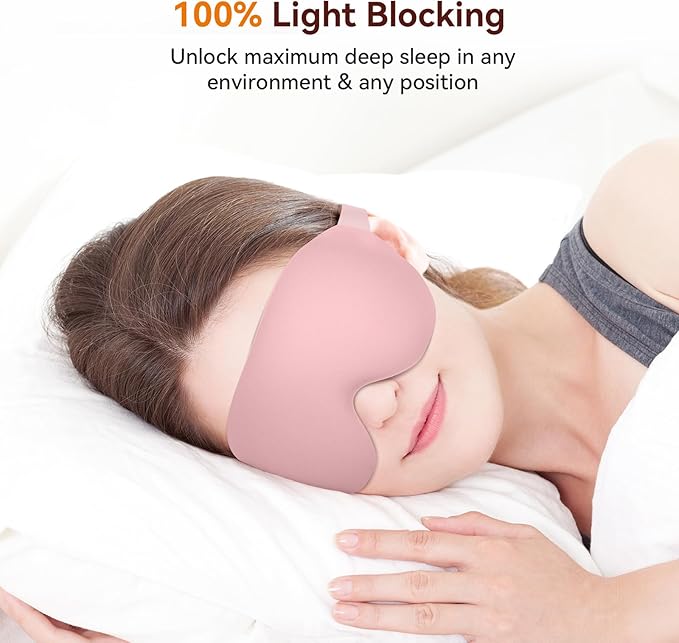 EVA BELLE Sleep Mask, Zero Pressure 3D Eye Mask for Men Women, Cool Smooth Eye Cover, Pink