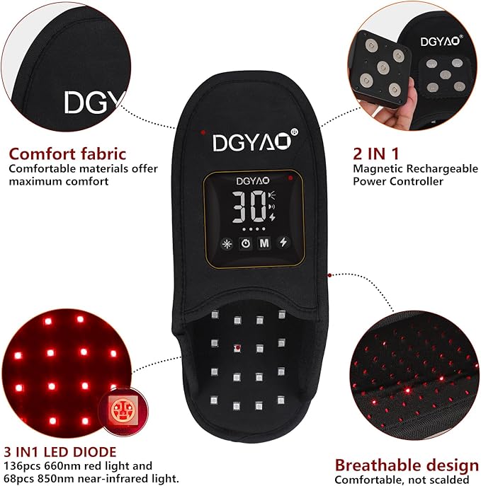 Cordless Red Infrared Light Therapy for Foot Comfort Rechargeable Slipper LED Light Therapy Pad Device for Foot Toes Instep Heel Home Travel Use