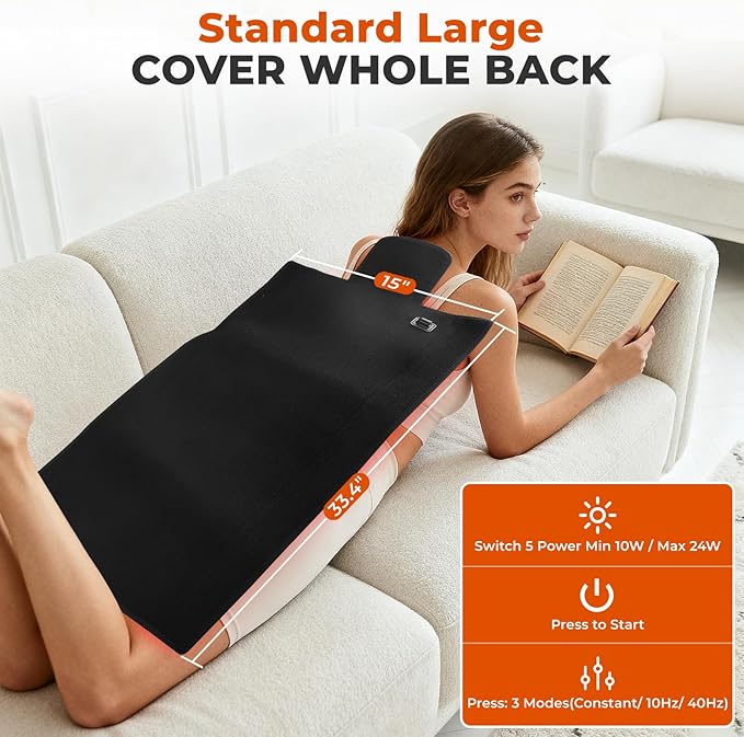 Red Light Therapy Mat, 2in1 LEDs (660nm& 850nm) Red Light Therapy Blanket, Premium Material, Adjustable Timer & Intensity