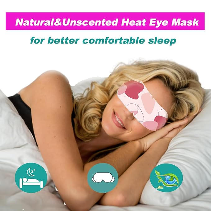 Steam Eye Mask for Dry Eyes, Self Heated Sleep Eye Mask Disposable Warm Compress for Eyes, Relieves Dry Eye Eye Strain, Dark Circles, Puffiness,Microgroove (Rose, Medium)