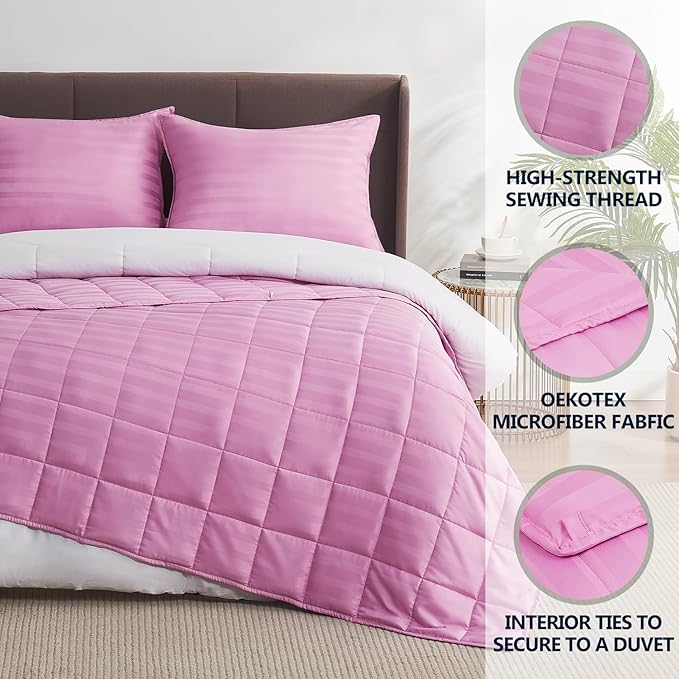 Weighted Blanket Queen/King Size (80"x87" 17lbs),Ultra Soft and Cozy Cooling Weighted Blanket for Adult,Heavy Blanket with Machine Washable Soft Blanket, Pink