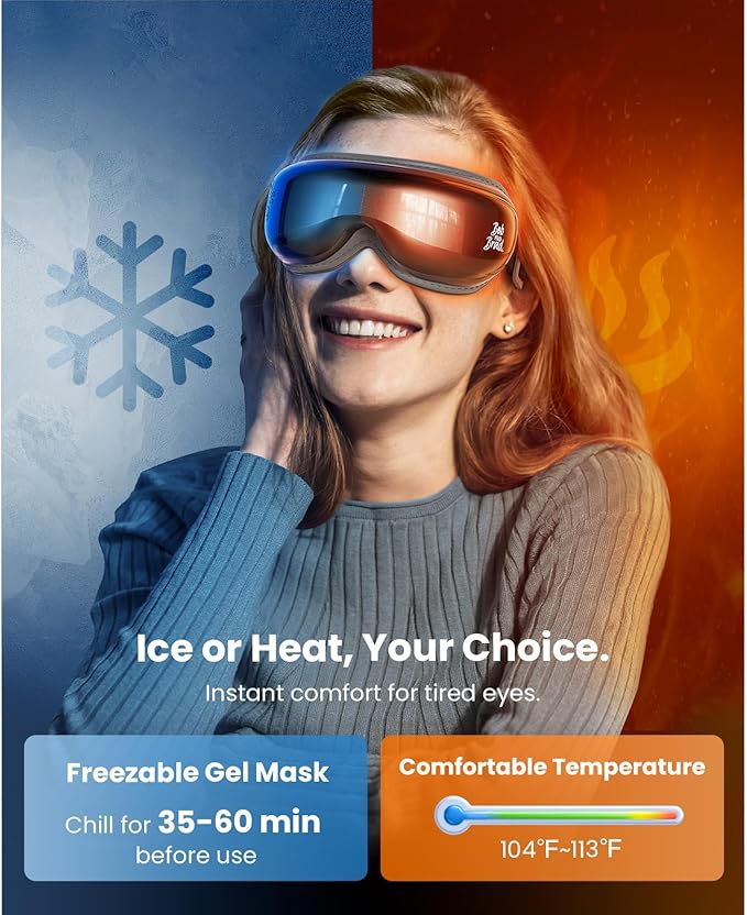 BOB AND BRAD Eye Massager with Heat and Cooling, EyeOasis 3 Eye Massager for Migraine FSA Eligible/HSA Eligible, Heated Headache Massager for Dry Eye Relief, Temple Massagers for Stress Relief