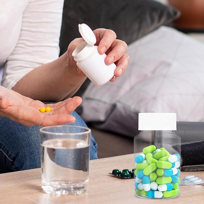 Clear Pill Bottle 6Pcs Empty Medicine Organizers Plastic Pill Bottles Transparent Reagent Containers 80ml Large Jar Powder Storage Leak Proof Caps for Liquid Solid Powder Home Toiletries