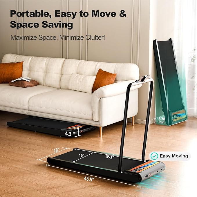 Walking Pad Treadmill, 3 in 1 Under Desk Treadmill for Home Office w/2.5HP Motor/4.0MPH/45dB, Walking Pad w/Safety Handle/Remote/LED Display, Portable Treadmills Supports Up to 300lbs