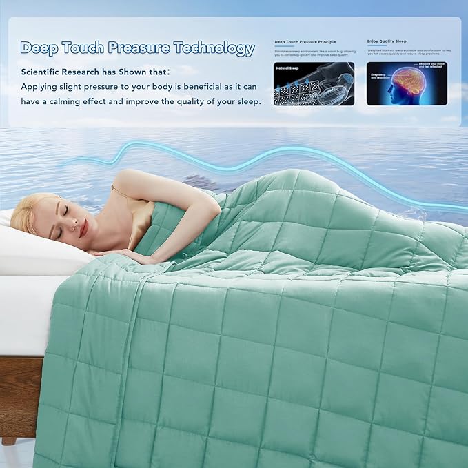 Topcee Weighted Blanket for Adults (15 lbs, 48" x 72") Twin Size Soft Cooling Heavy Blanket Sleeping, Apply to 130-160 lbs Body, Thick Breathable Blanket with Glass Bead, Easy Care