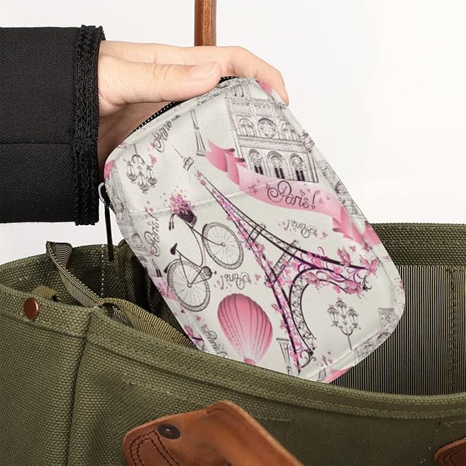 Pill Case Pill Travel Organizer 7 Day Weekly Medicine Pill Box Paris France Eiffel Tower Small Cute Compact Size Vitamin Container Pill Bottle Portable Birth Control Pill Holder Bag with Zipper