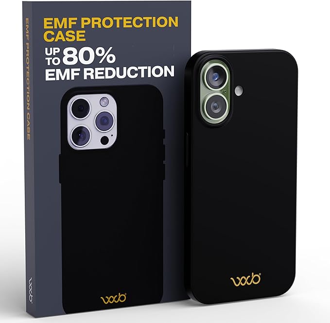 WAVEBLOCK EMF Protection Silicone iPhone Case Compatible with iPhone 17, Radiation Blocker, 5G Shield Reduction, Lightweight, USA Patented and Tested in FCC Lab, Black
