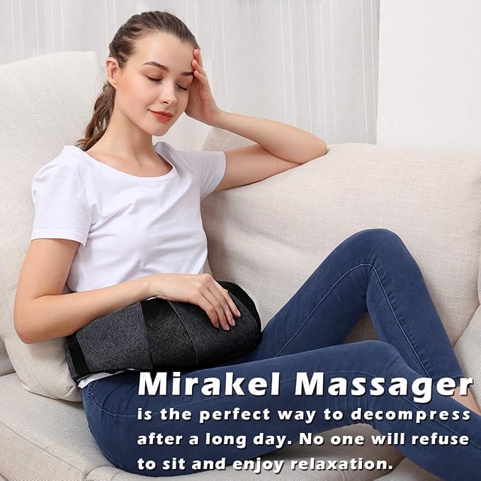 Mirakel Neck Massager for Pain Relief Deep Tissue, Shiatsu Shoulder & Back Massager with Heat, Electric Kneading Whole Body Massage - Mothers Day Gifts for Mom, Wife, Women, Dad, Men (NOT Cordless)