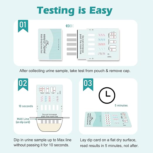 Easy@Home 5 Panel Instant Drug Test Kits - Testing Marijuana (THC), COC, OPI 2000, AMP, MET/mAMP- Urine Dip Drug Testing - #EDOAP-254-2 Pack