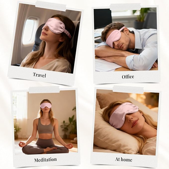 THXSILK 6A+ Grade 25 Momme Silk Sleep Mask, 100% Mulberry Blackout Eye Mask for Sleeping, Soft Lightweight Silk Eye Cover for Women, Men, Travel, Nap, Airplane(4.7×27.5inches, Charming Pink)