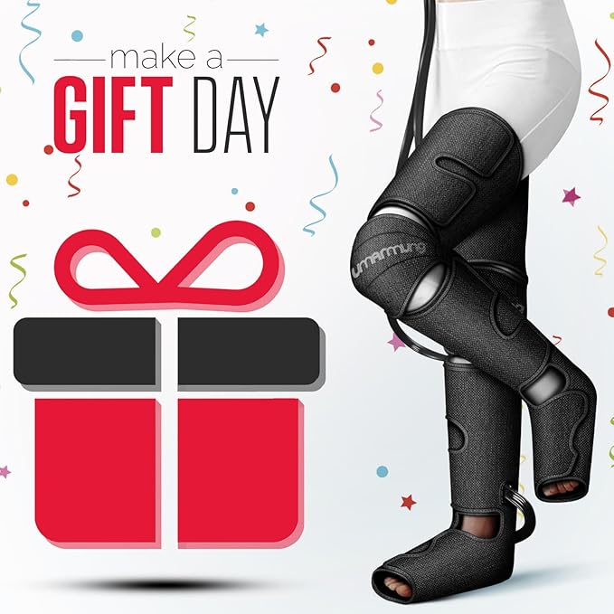 UMARMUNG Mothers Day Gifts for Mom, Wife, Women, Men, Dad, Fathers Day, Christmas, Birthday, Air Compression Massager with Heat for Foot, Leg, Knee, Works for Muscle Fatigue, Cramps, Swelling, Edema