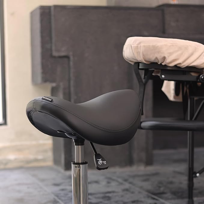 Ergonomic Saddle Stool, Adjustable Pneumatic Swivel Rolling Saddle Seat with Wheels for Hygienic, SPA, Salon, Home and Office, Haku 506 Series
