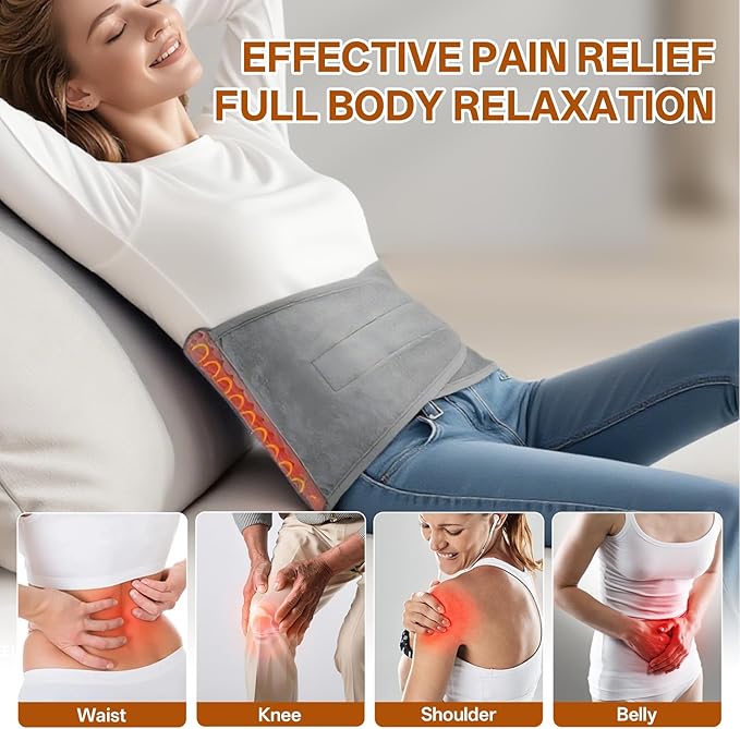 Vovoir Heating Pad for Back Pain Relief,12"x24"+25" Large Electric Heating Pad for Period Cramps Neck Shoulders with Belt, 4 Timer 9 Heat Setting & Auto Shut Off,Gifts for Mom,Dad