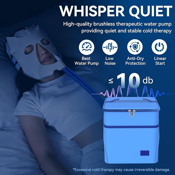 Migraine Relief Cap with Water Circulation & Programmable Timer, Reusable Cold Therapy Head Wrap, USB Powered Portable Ice Mask for Tension, Stress & Migraines