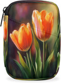 Floral Red Tulip Flower Travel Pill Organizer Box Weekly Portable Pill Case Daily Pills 7 Day Small Birth Control Pills Container Removable Compartments for Medicine Vitamins Fish Oil