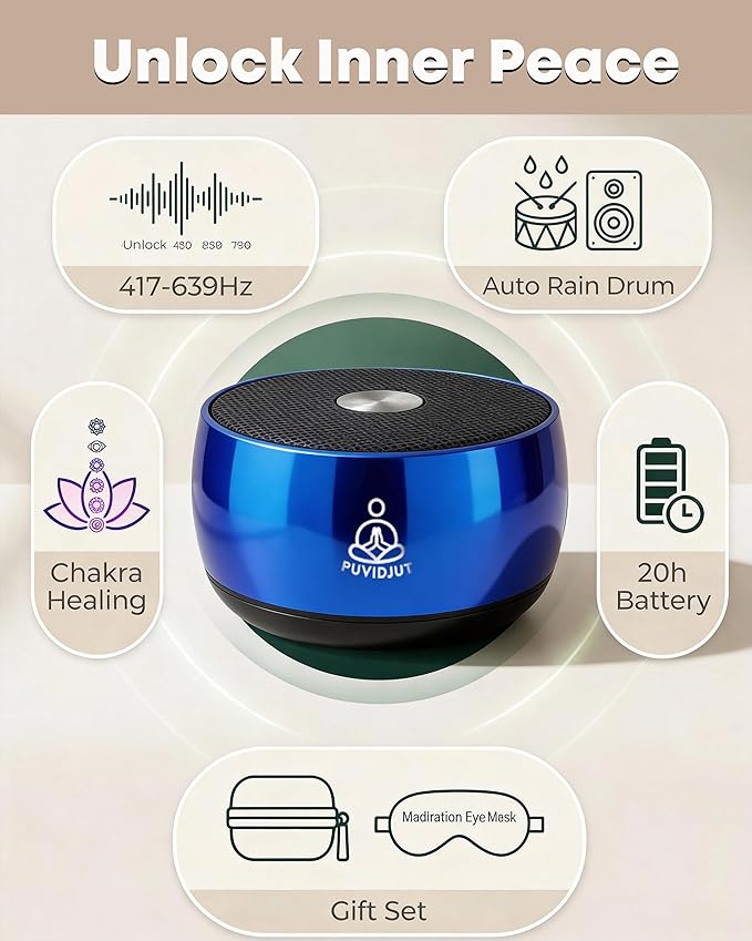 Sound Machine for Sleep, PUVIDJUT M3 Pure Frequencies & Singing Bowl Tone,Cordless Non-White Noise Sleep aids for Adults, Portable Size,Help to Relax and Calm and Drift to Sleep
