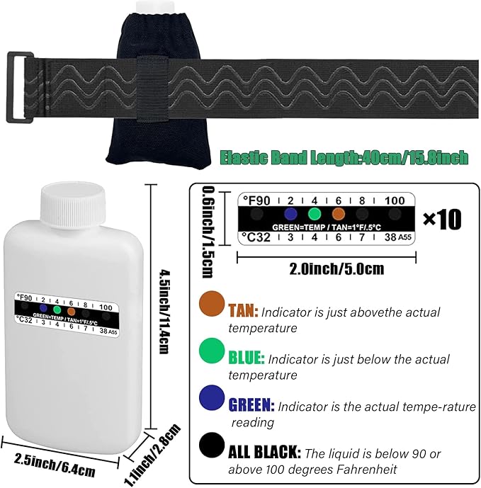 14 Pcs Urine Test Complete Kit,Includes 2 Empty Bottles,10 Adhesive Temperature Test Strip,Hidden Leg Strap Oxford Pouch,Temperature Test Urine Strip Sticker,Portable Travel Urine Test Bottle