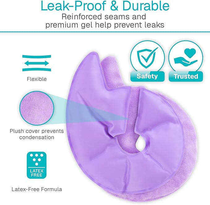 Arctic Flex Breast Ice Packs - Hot & Cold Therapy, Surgery Recovery Supplies - Heating & Cooling Gel Pad for Breastfeeding, Engorgement, Mastitis Relief, Sore Nipples, Lactation (Purple)