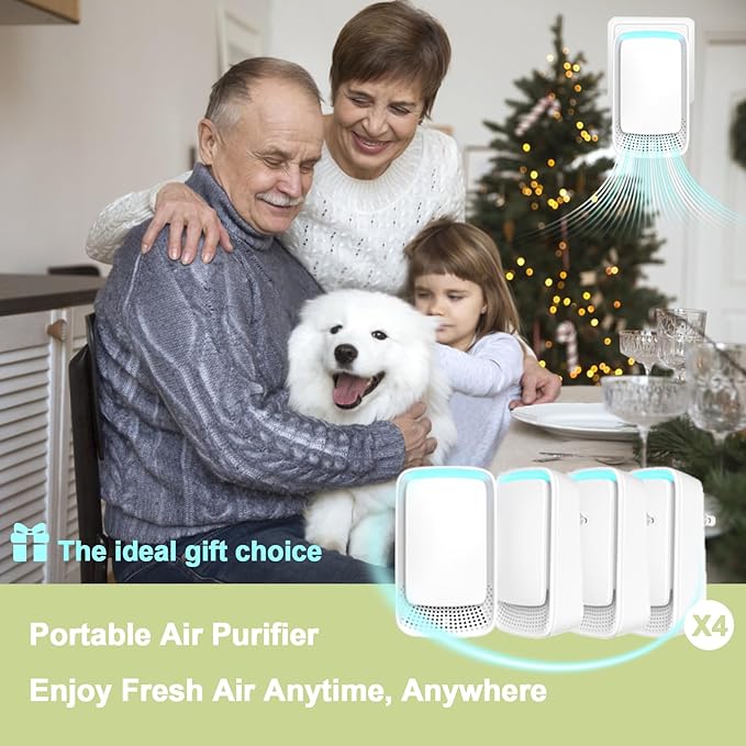 Plug-In Ion Air Purifier (4-Pack), Negative Ion Generator, Home Air Ionizer, Silent Filterless Portable Air Purifier, Odor, Pet Odor - White