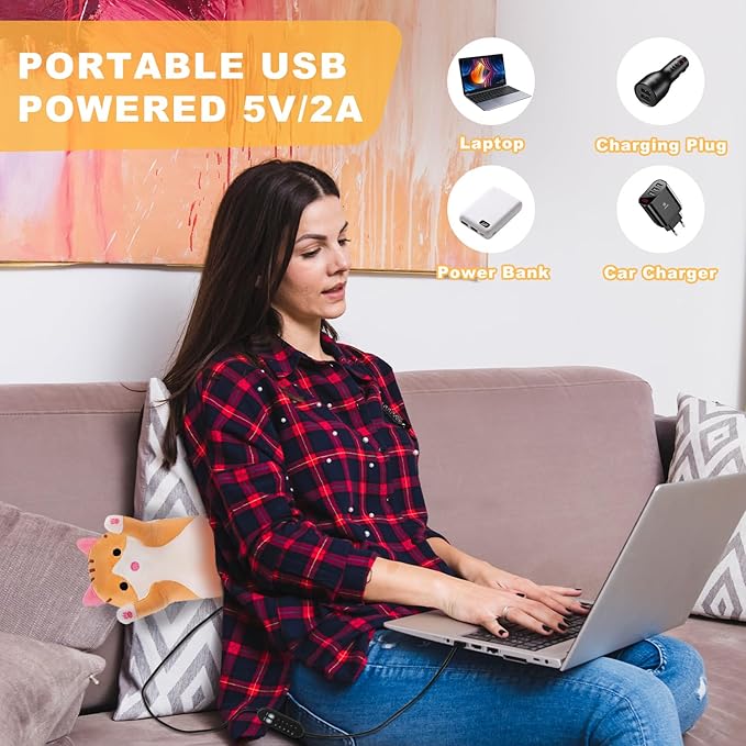 Cat Heating Pad for Period Cramps Menstrual Pain Relief, Portable Electric Heat Pads USB Powered, Cute Cats Plush Stuffed Animals Funny Gifts for Women Teen Girls Cat Lovers Birthday Easter Christmas