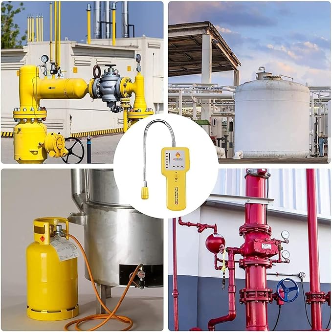 Gas Leak Detector – Portable Natural Gas Sniffer for Propane, Methane, LPG, LNG, Fuel & Sewer Gas – Combustible Gas Detector with 12" Flexible Probe for Home, RV, Industrial Use