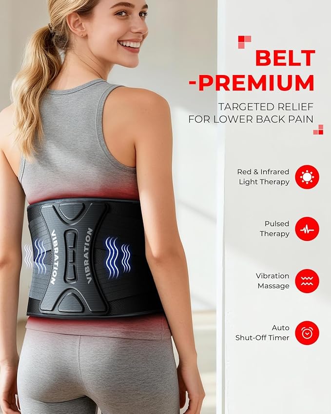 LTW Upgraded Red Light Therapy Belt, 290 LEDs Infrared Red Light Therapy for Body, 660nm & 850nm Near Infrared Wrap with Vibration for Back Pain Relief, Waist, Belly, Shoulder