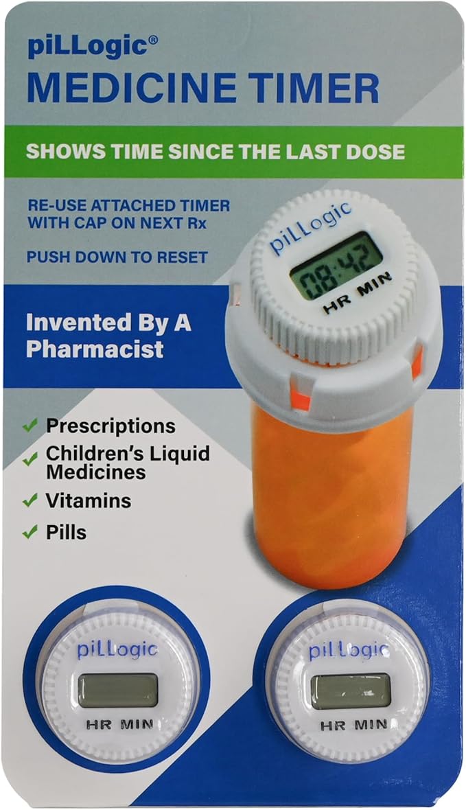 Medicine Timer-Medication Tracker-Pill Reminder for Prescriptions and Children's Liquid Medicine-Easy to Use