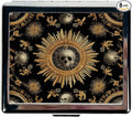 7 Days Chromed Shiny Silver Pill Organizer with Mirror Inside Has 8 Separate Compartments Rectangle,Versatile Storage for Medication - Ideal Travel Accessory (The Skeleton in the Center)