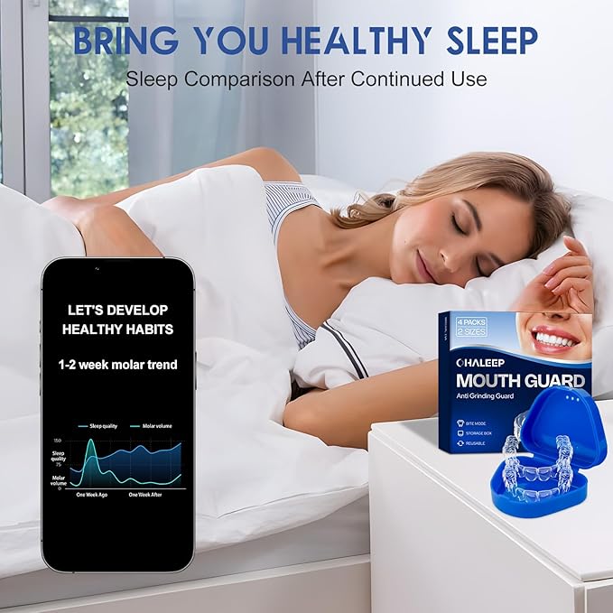 Anti Grinding Mouth Guard for Clenching Teeth at Night, Teeth Grinding Mouthguards for Sleeping, Mouth Guard for Grinding Teeth at Night, Night Guards for Teeth Grinding for Adults