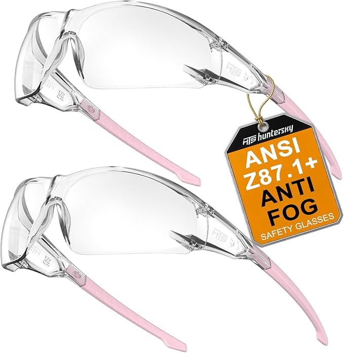 HTS HUNTERSKY ANSI Z87.1 Anti-Fog Clear Safety Glasses Pickleball Youth Baseball Lab Chemistry Goggles Scratch Resistant