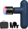 Sharper Image Deep Tissue Percussion Massage Gun, Powerboost Move Evo Hot & Cold Rechargeable Handheld Massager, 4 Adjustable Speeds, 5 Attachment Heads & Carrying Case, for Muscle Pain Relief, Blue