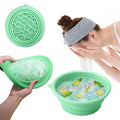 Face Ice Bath Bowl Mold With Built-In Icetray, Portable Foldable Silicone Dipping Water Facial Cold Immersion Therapy Plunge Bowl for Face Ice Bath Holder for Home And Travel (Green)