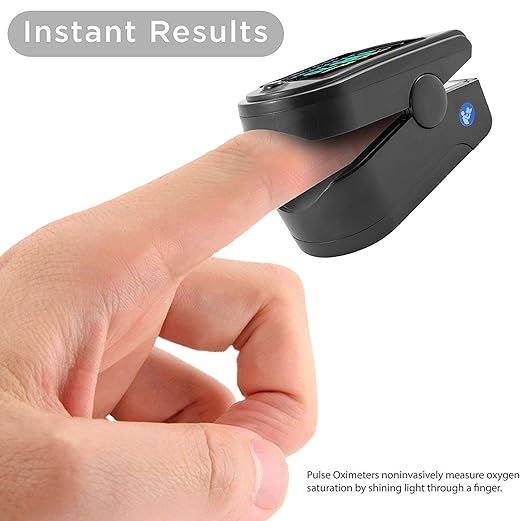 FL-350 Pulse Oximeter with Carrying Case & Batteries & Lanyard, Black