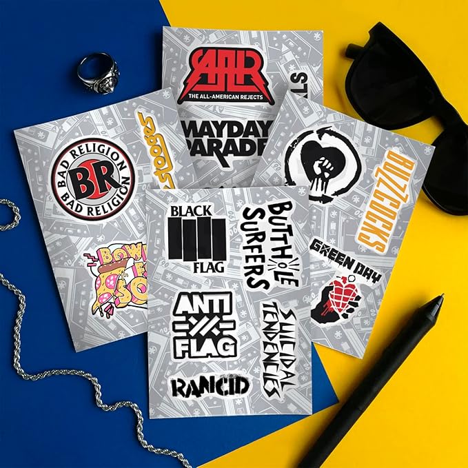 BulbaCraft Punk Rock Stickers - Band Stickers for Adults, Self-Adhesive and Waterproof Decals, Punk Rock Laptop Decals for Skateboards and Scrapbook, Gifts for Women & Men