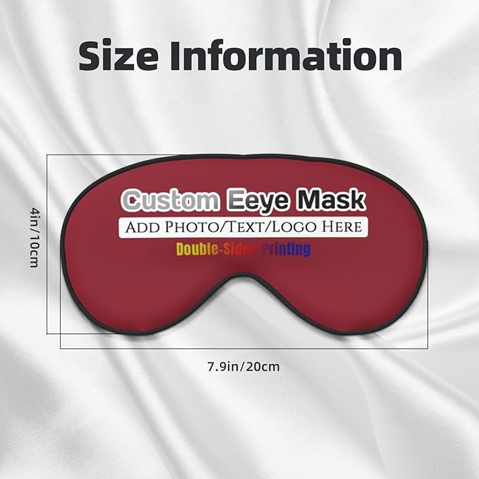 Custom Eye Mask for Sleeping Personalized Your Photo Text Logo Adjustable Strap Sleep Mask Customized Soft Blindfold Eyemask Blackout Eye Cover for Men Women Home Travel Offices Cardinal